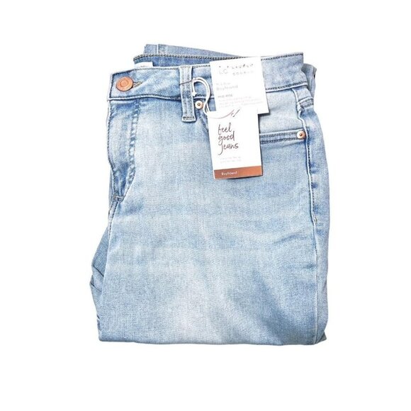 LC Lauren Conrad Womens Mid Rise Distressed Slim Fit Boyfriend Jeans Sz 10 New - Picture 2 of 9